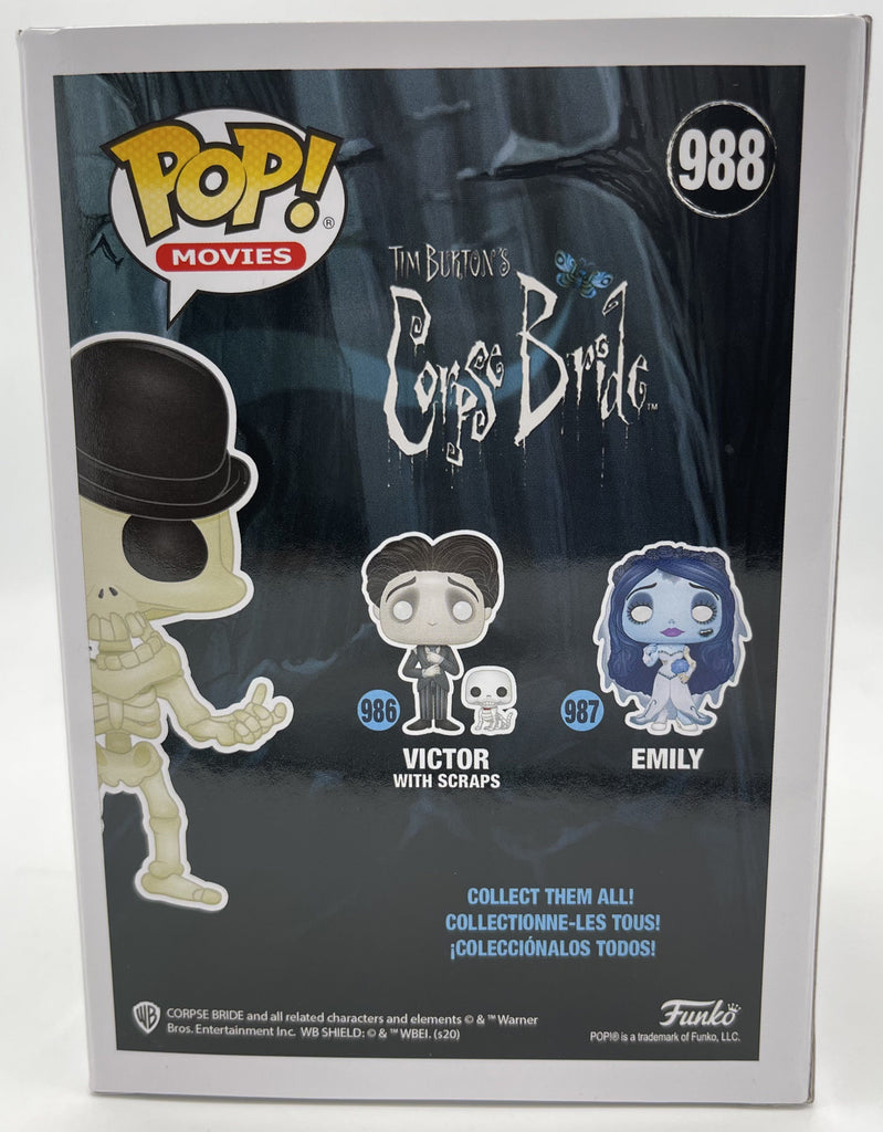 Funko Pop! Corpse Bride Skeleton Glow in the Dark GID Chase Exclusive #988 (Light Box Damage) Funko