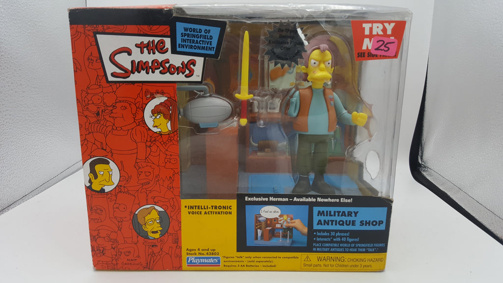 Playmates The Simpsons World of Springfield Military Antique Shop with Herman Action Figure