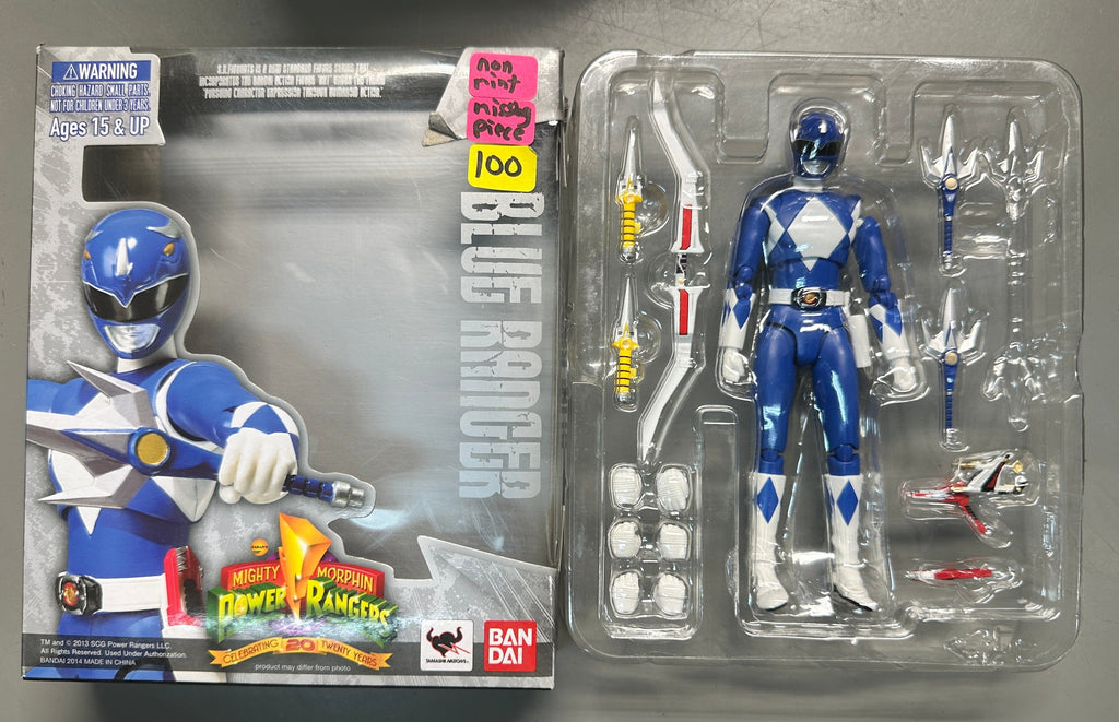 S.H. Figuarts Power Rangers Blue Ranger Action Figure SH Figuarts Pre-Owned (Missing one Weapon) 