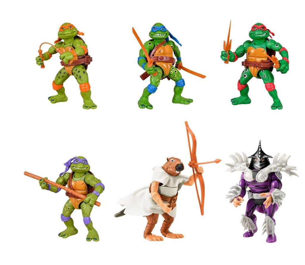 Teenage Mutant Ninja Turtles (TMNT) Retro Movie Star Action Figure 6-Pack (Leonardo, Michelangelo, Raphael, Donatello, Splinter, Super Shredder) Action Figure Playmates