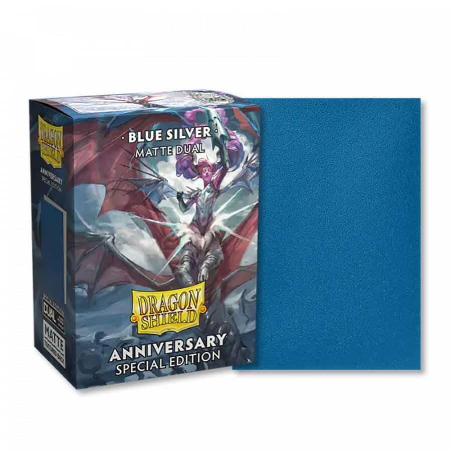 silver card sleeves Dragon Shield Standard Size Card Sleeves 100 Count Dual Matte Blue Silver