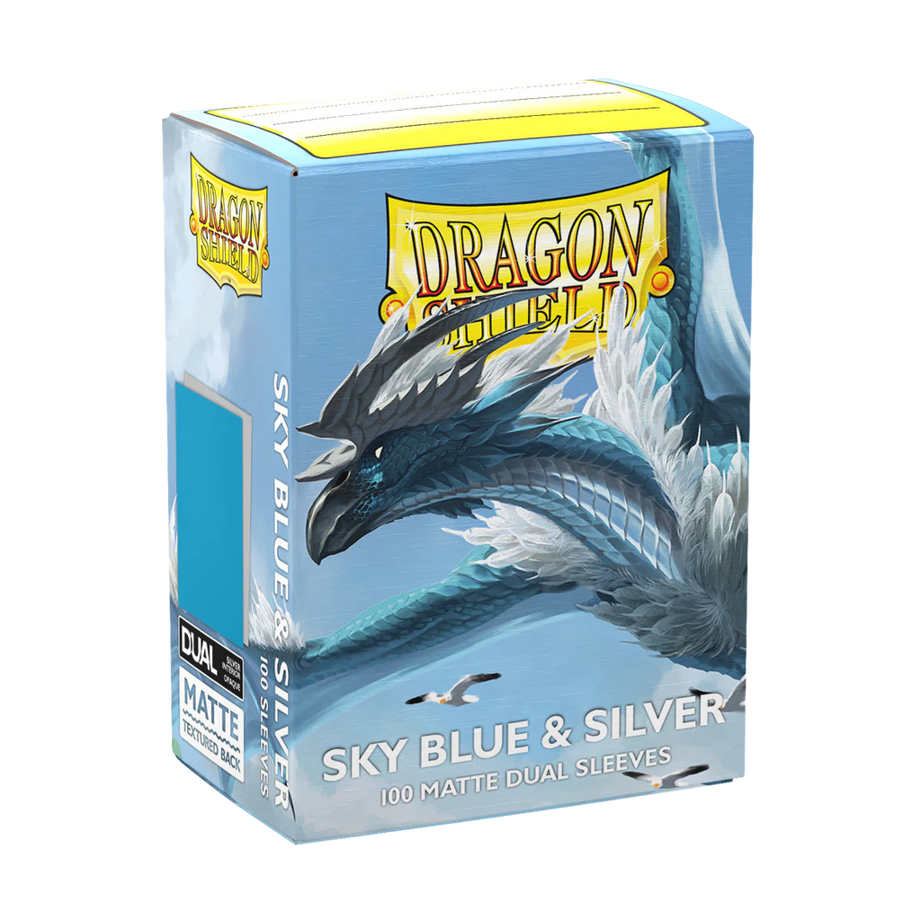 Dragon Shield Dual Matte Standard Sleeves - Sky Blue & Silver (100 Pack)