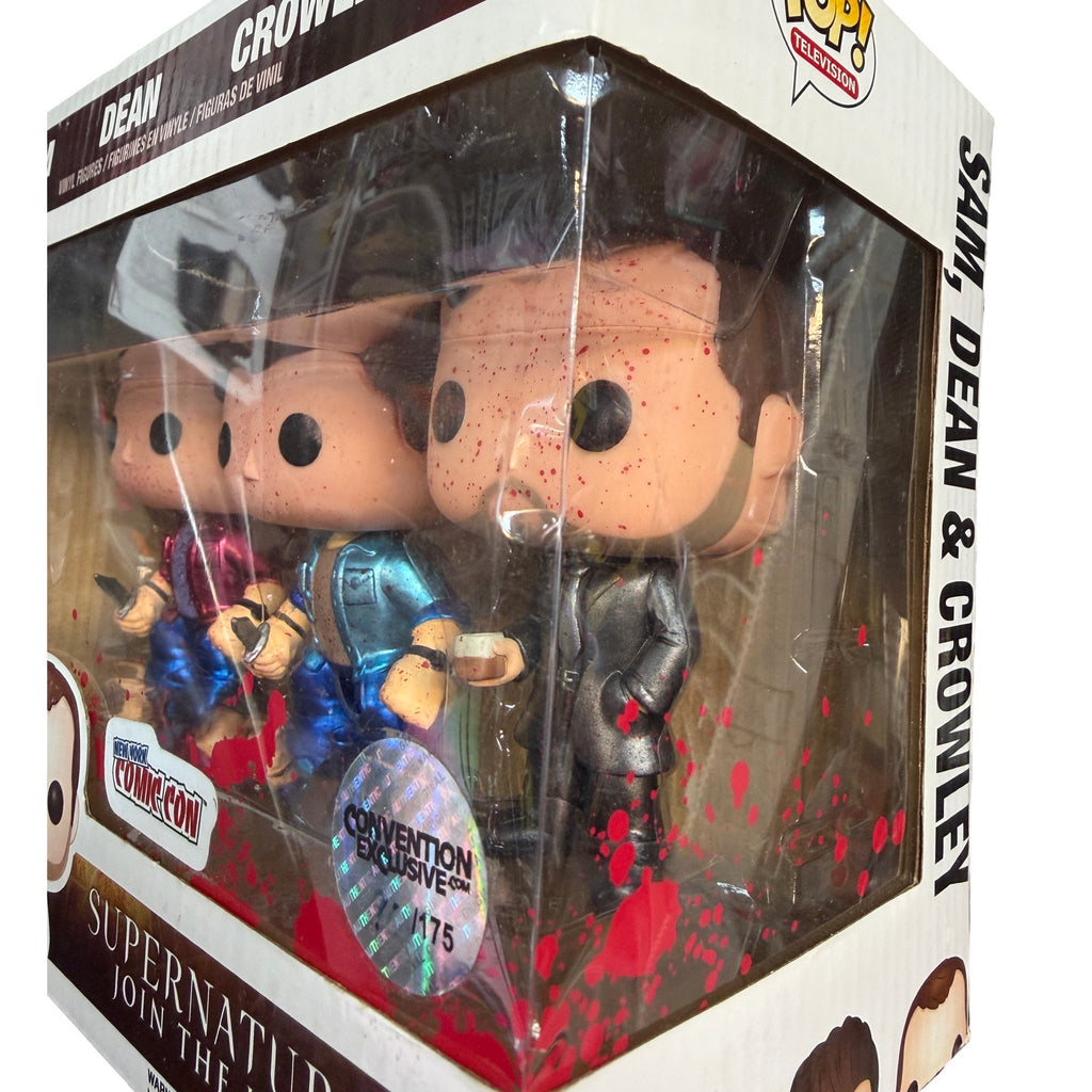 (Box Damage) Funko Pop! Supernatural Sam Dean Crowley Bloody Metallic NYCC Convention Exclusive (175 pcs) 3 pack