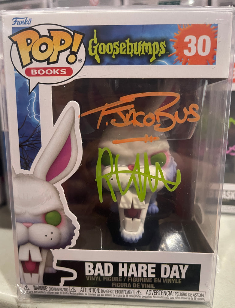 Funko Pop! Goosebumps Bad Hare Day Signed Autographed by Tim Jacobus and R. L. Stine #30 (JSA Certified)