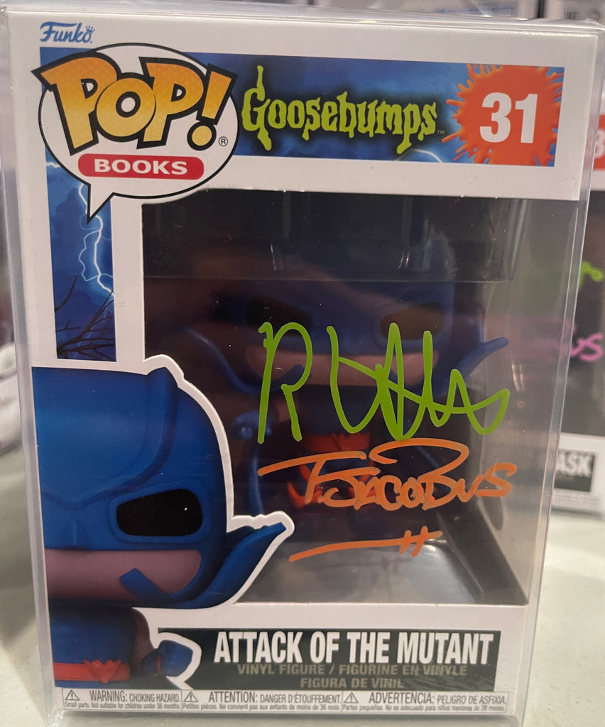 Funko Pop! Goosebumps Attack of the Mutant Signed Autographed by Tim Jacobus and R. L. Stine #31 (JSA Certified)