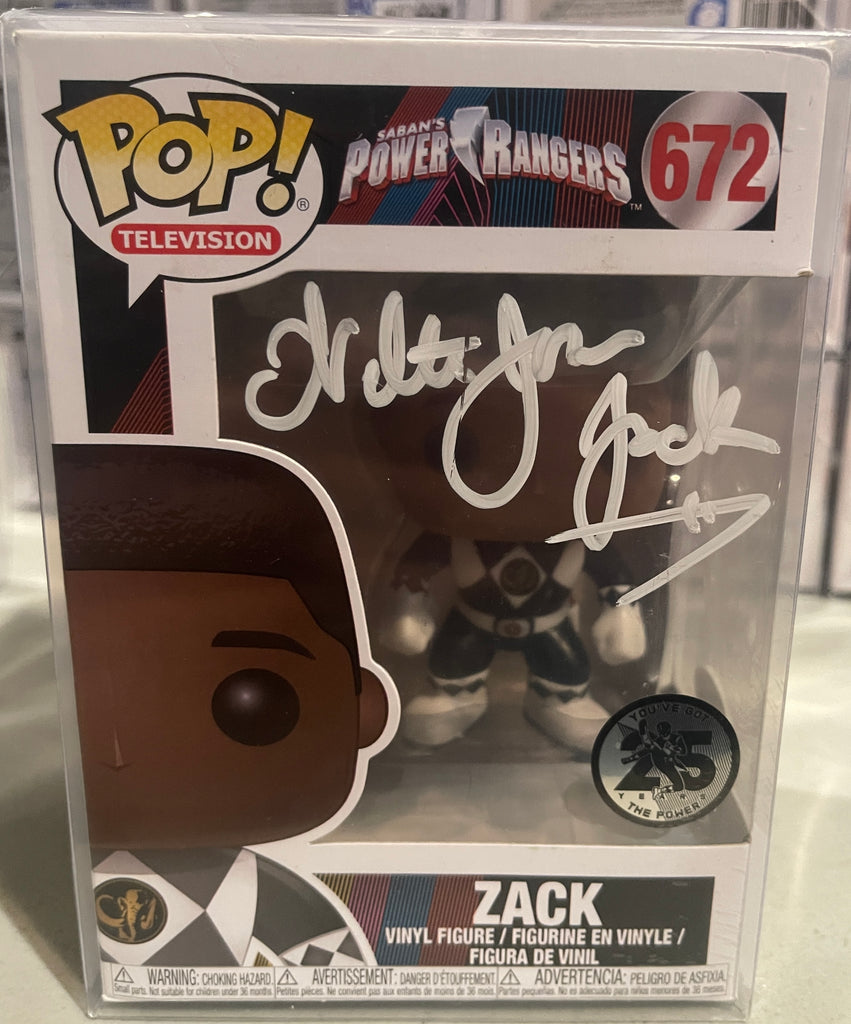 Funko Pop! Mighty Morphin Power Rangers Zack Signed Autographed by Walter Emanuel Jones #672 (JSA Certified)