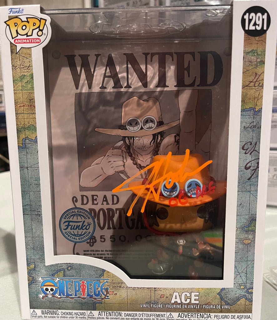 Funko Pop! One Piece Portgas D. Ace Wanted Poster Exclusive Signed Autographed by Jesse Hooker #1291 (JSA Certified)