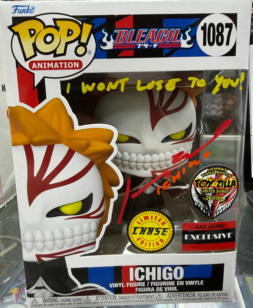 Funko Pop! Bleach Ichigo (Vizard Mask) Chase Exclusive Signed Autographed by Johnny Yong Bosch #1087 (Toy Zilla COA)
