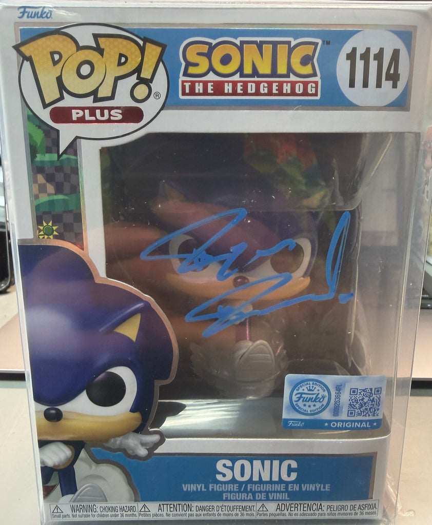 Funko Pop! Sonic the Hedgehog Sonic Pearlescent Exclusive Signed Autographed by Ryan Drummond #1114 (JSA Certified)