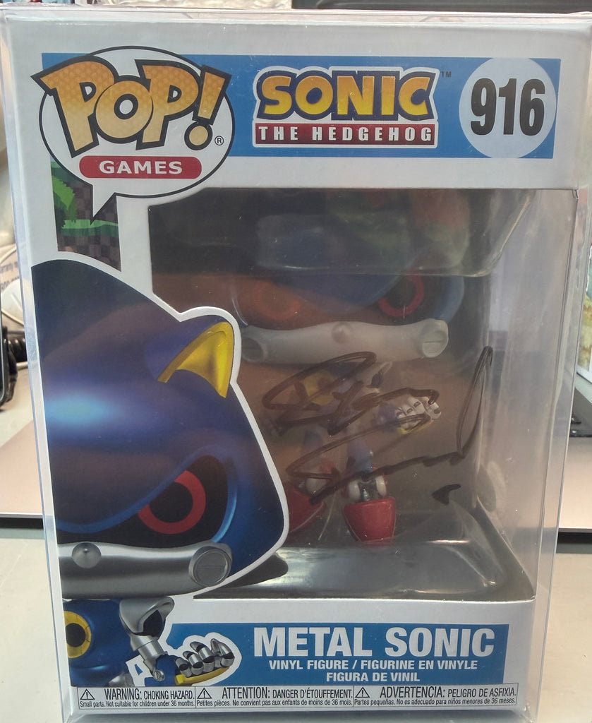 Funko Pop! Sonic the Hedgehog Metal Sonic Signed Autographed by Ryan Drummond #1114 (JSA Certified)