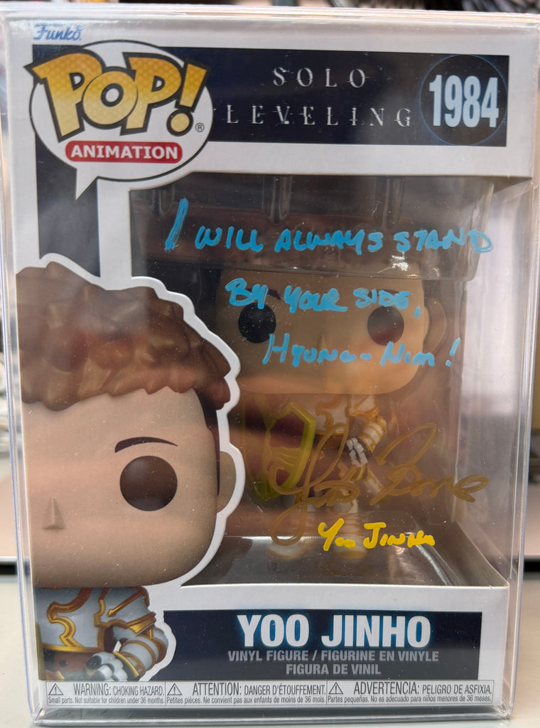 Funko Pop! Solo Leveling Yoo Jinho Signed Autographed by Justin Briner #1984 (JSA Certified)