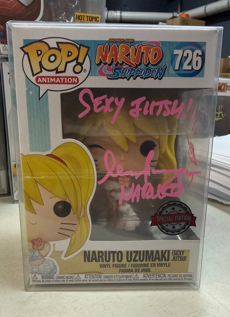 Funko Pop! Naruto Shippuden Naruto Uzumaki (Sexy Jutsu) (Special Edition Sticker Exclusive) Autographed Signed By Maile Flanagan (MSA Certified) #726 (Styles,Colors and Quotes May Vary)