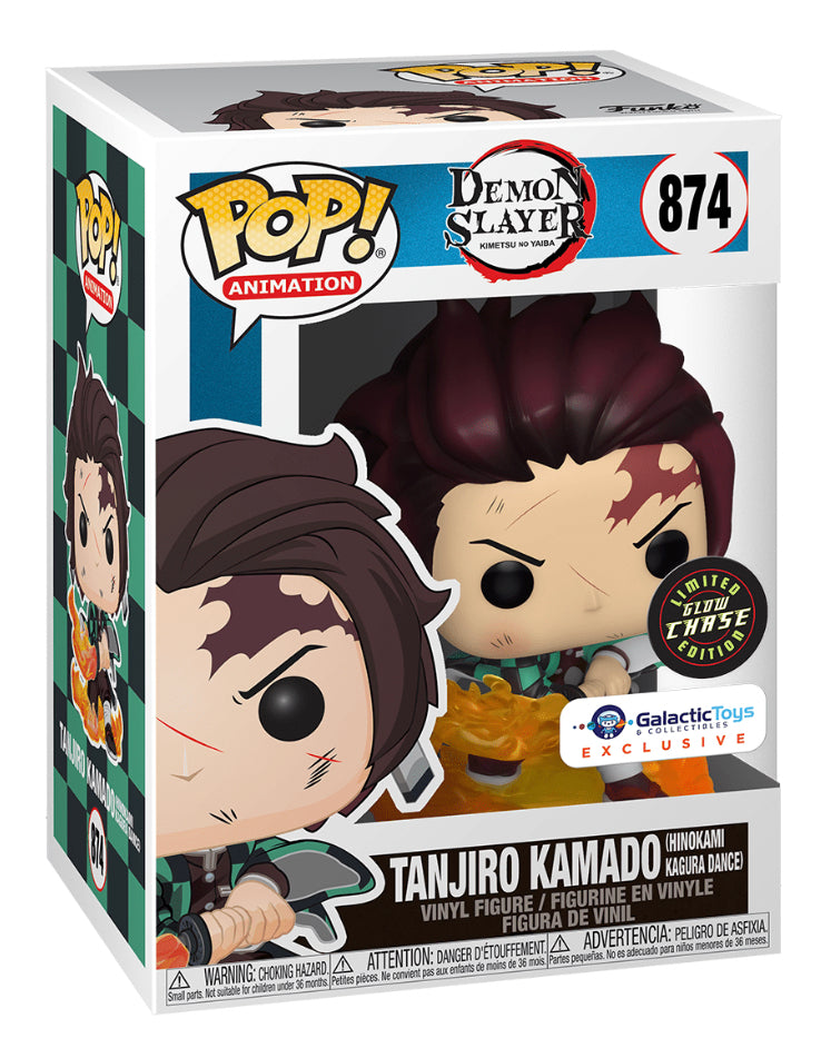 Funko Pop Demon Slayer Tanjiro Kamado Flaming Sword (Hinokami Kagura Dance) Głów Chase (Galactic Toys Exclusive) #874 