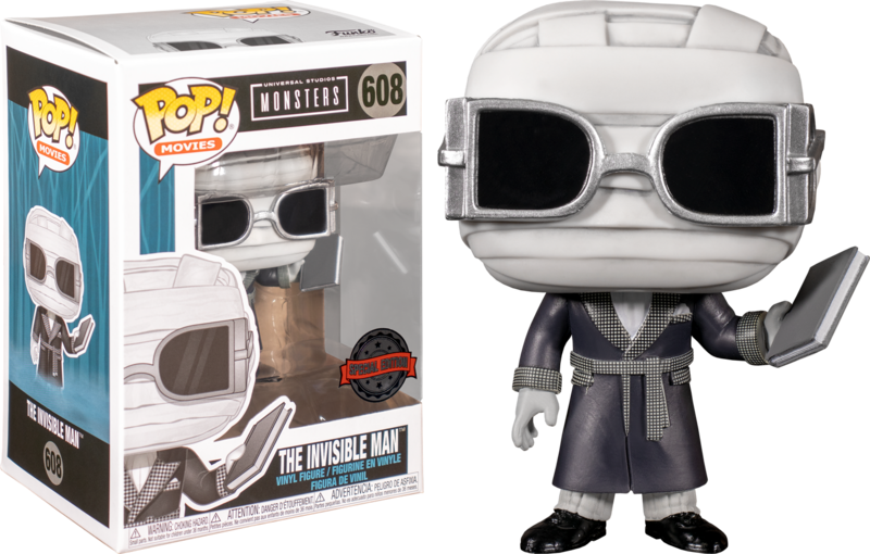 (Box Damage) Funko Pop! Universal Studios Monsters The Invisible Man (Black & White) (Special Edition Sticker) #608 