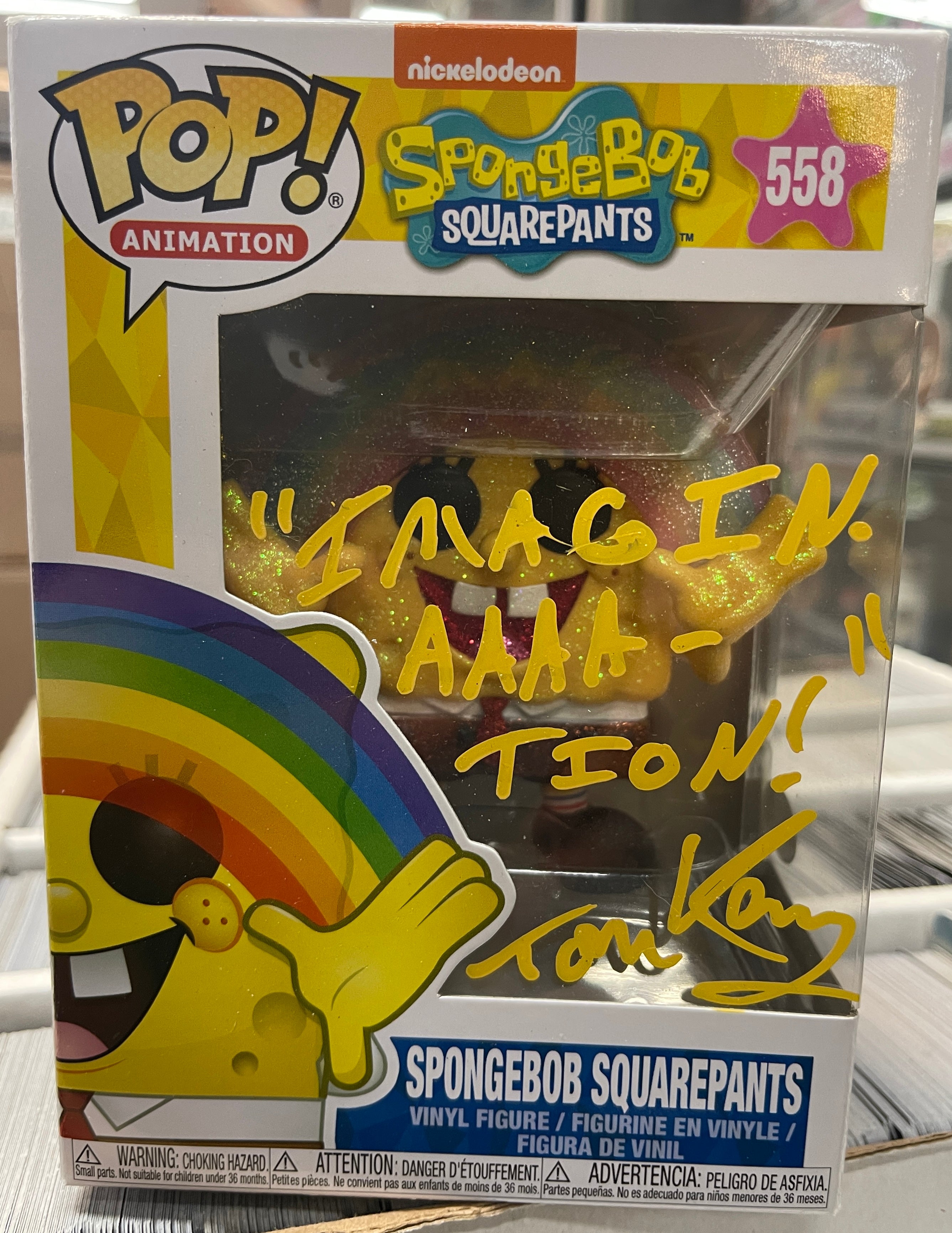 Tom Kenny Signed Autographed Spongebob w/Rainbow Spongebob