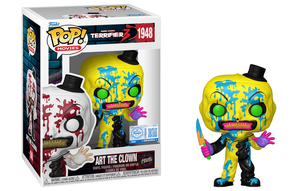 Funko Pop! Terrifier 3 Art the Clown Bloody with Knife Black Light Chase Exclusive #1948