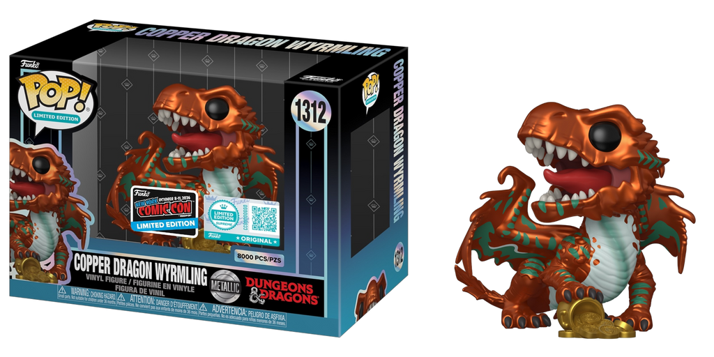 Funko Pop! Dungeons & Dragons Copper Dragon Wyrmling (Official NYCC Sticker) (Exclusive) (Metallic) 8,000Pcs #1312