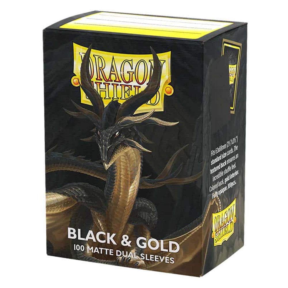 Dragon Shield Dual Matte Standard Sleeves - Black & Gold (100-Pack)