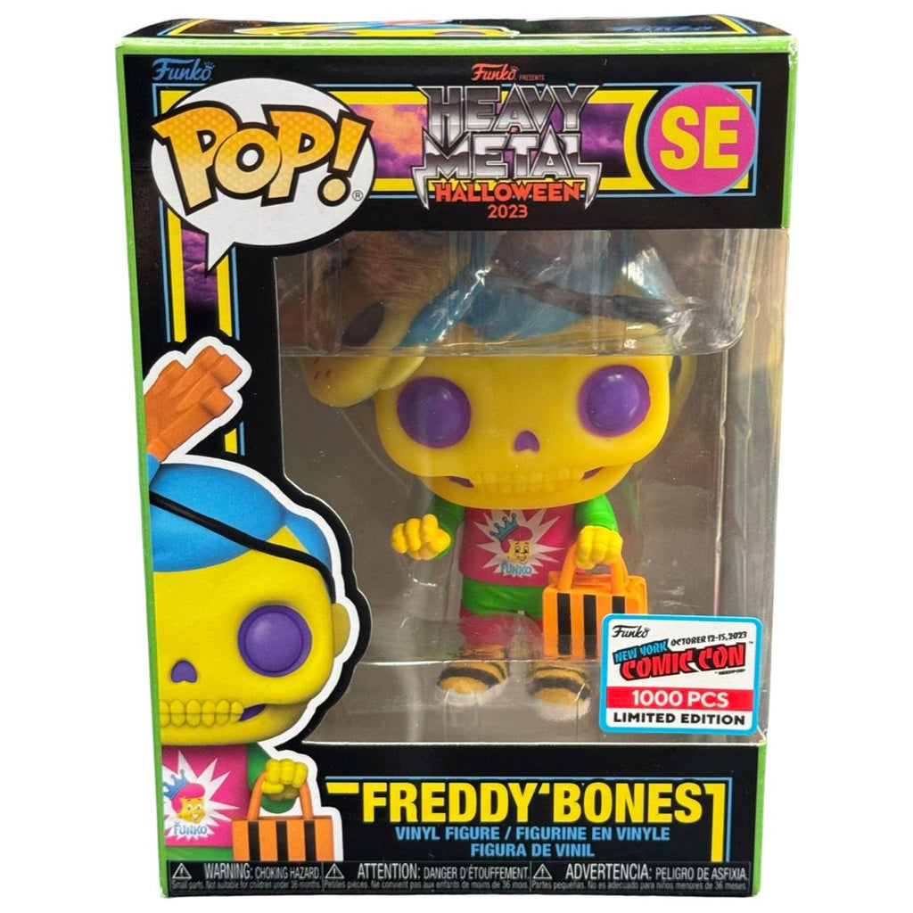 Funko Pop! Freddy Funko Freddy Bones Blacklight (Heavy Metal Halloween 2023) New York Comic Con (Official Sticker) Exclusive (1000 PCS)