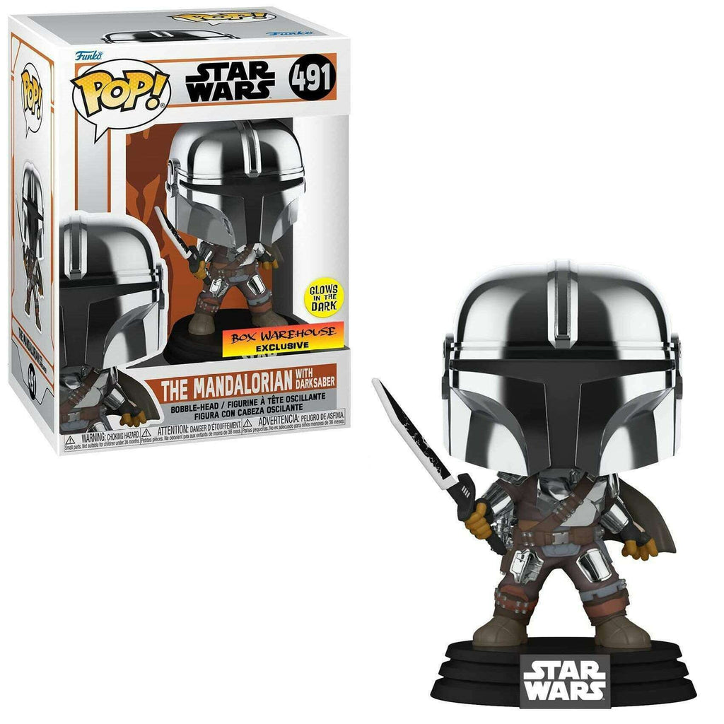 Funko Pop! Star Wars The Mandalorian with Dark Saber Glow Exclusive #491
