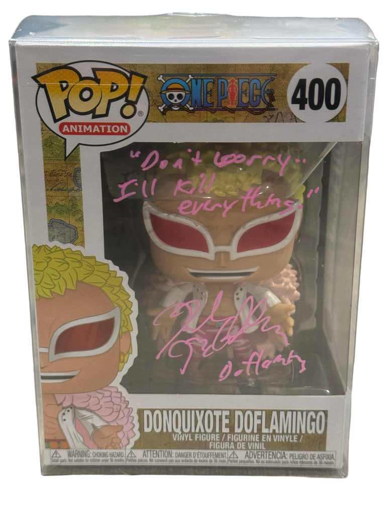 Rob McCollum Signed Autographed One Piece Donquixote Doflamingo Funko Pop #400 w/ Quote (JSA Certified) (Quotes and Colors May Vary)