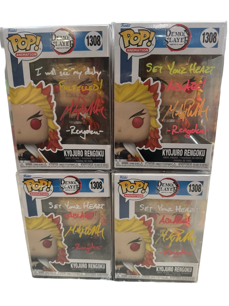Mark Whitten Signed Autographed Demon Slayer Kyojuro Rengoku Funko Pop #1308 w/ Quote (JSA Certified) (Quotes and Colors May Vary)