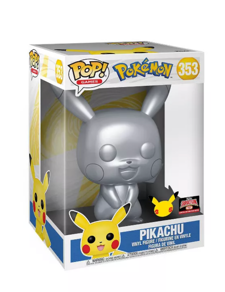 (Light Box Damage) Funko Pop! Pokemon Pikachu Silver 10 Inch Exclusive #353
