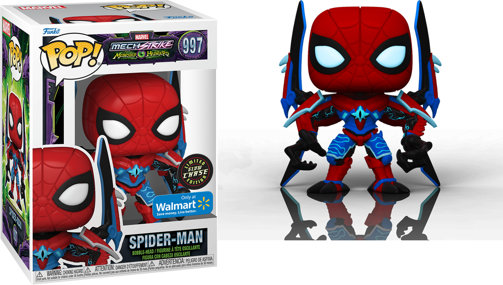 Funko Pop! Marvel Mech Strike Monster Hunters Spider-Man Glow Chase Exclusive #997