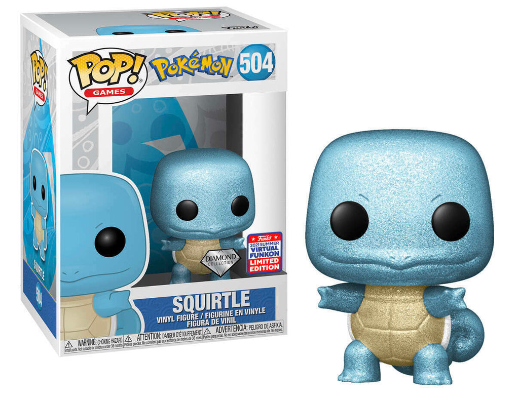 Funko Pop! Pokemon Squirtle Diamond Virtual Funkon (Official Sticker) Exclusive #504