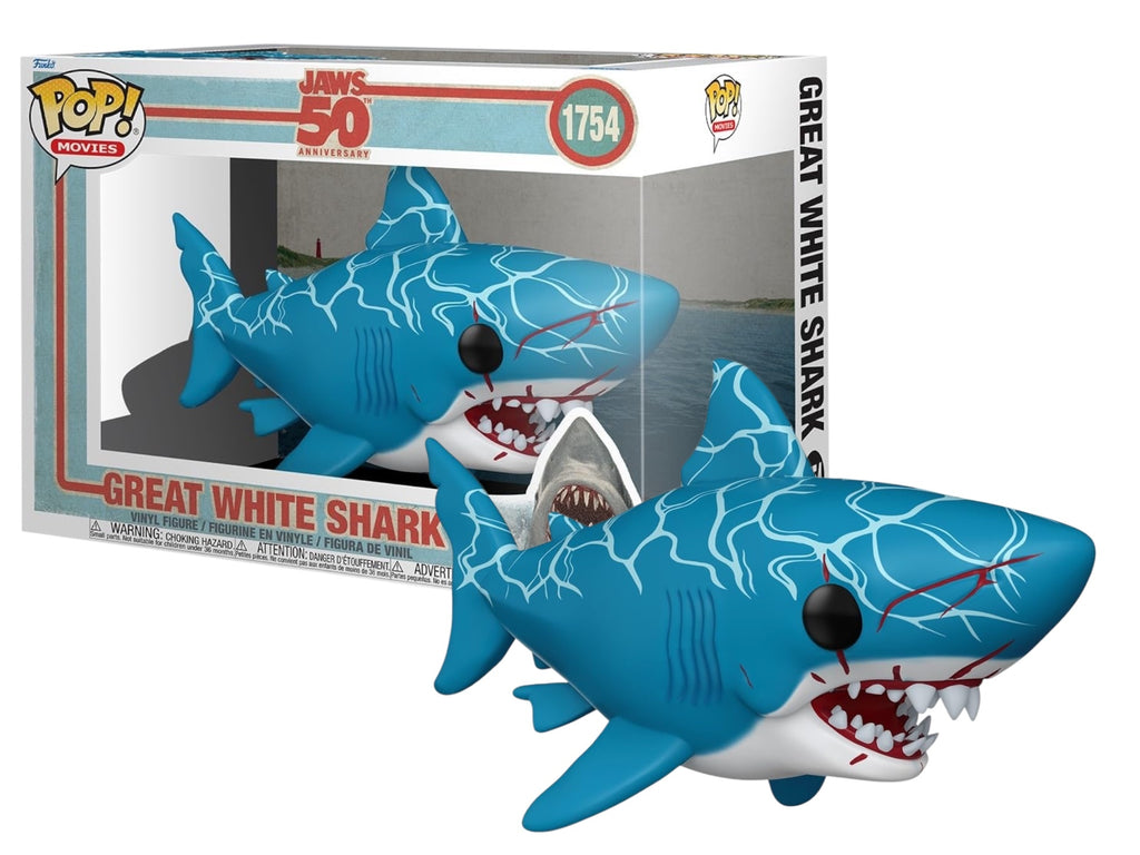 Funko Pop! Jaws 50th Anniversary Great White Shark (Underwater Deco/Retro) 6 Inch #1754
