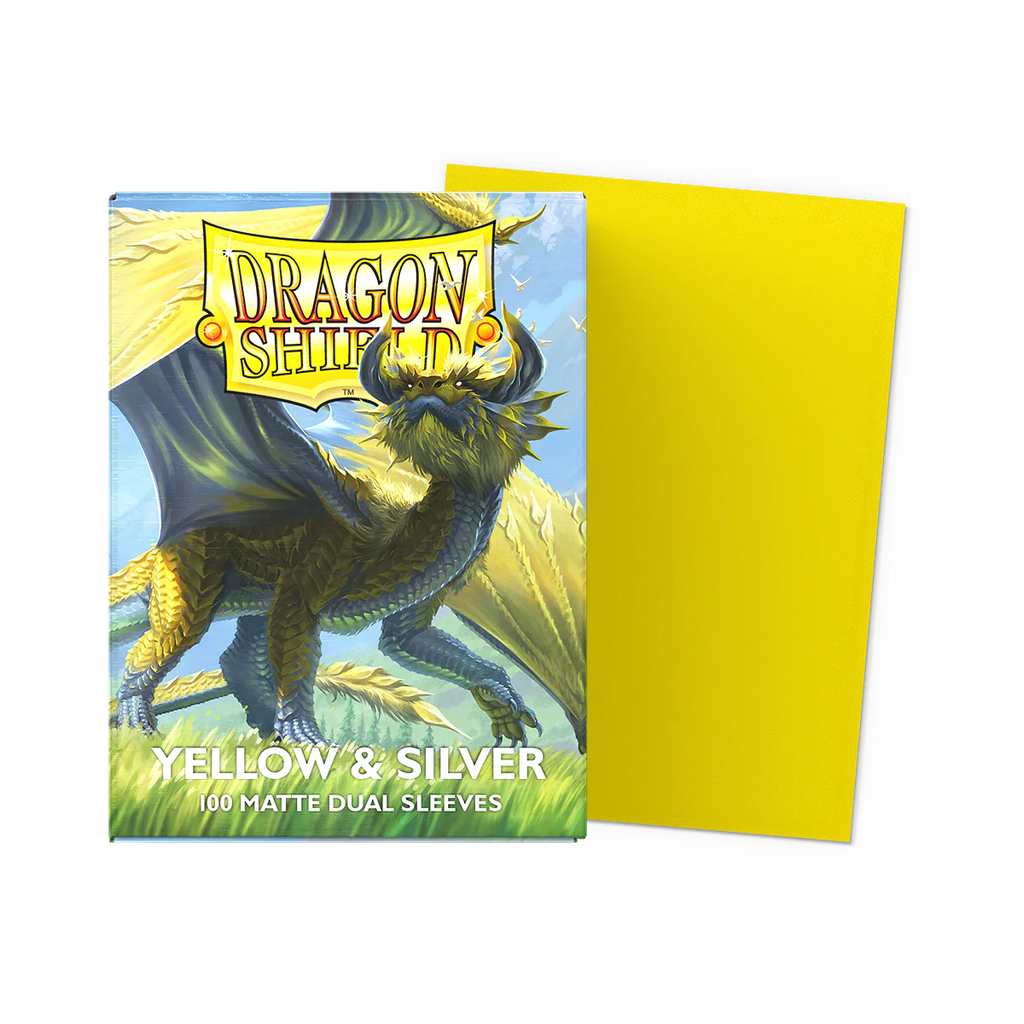 Dragon Shield Standard Size Card Sleeves 100 Count Dual Matte Yellow & Silver