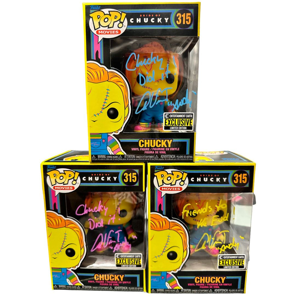 Bride of Chucky Chucky SIGNED Autographed by Alex Vincent Blacklight Exclusive Funko Pop! #315 (JSA Certified) (Styles and Colors May Vary) - Undiscovered Realm