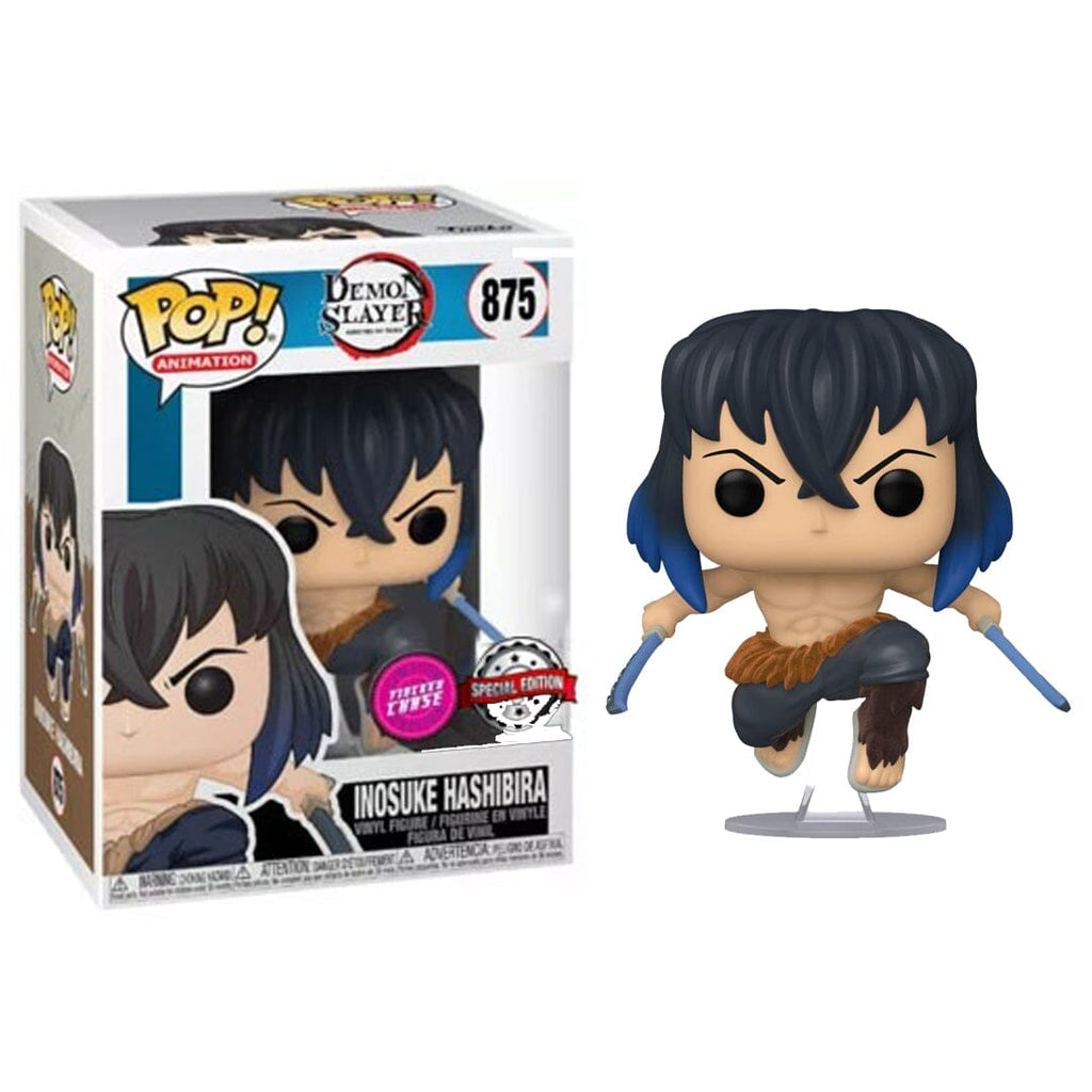 Demon Slayer Inosuke Hashibira (Flocked) Unmasked Chase Exclusive Funko Pop! #875 (Special Edition Sticker) - Undiscovered Realm