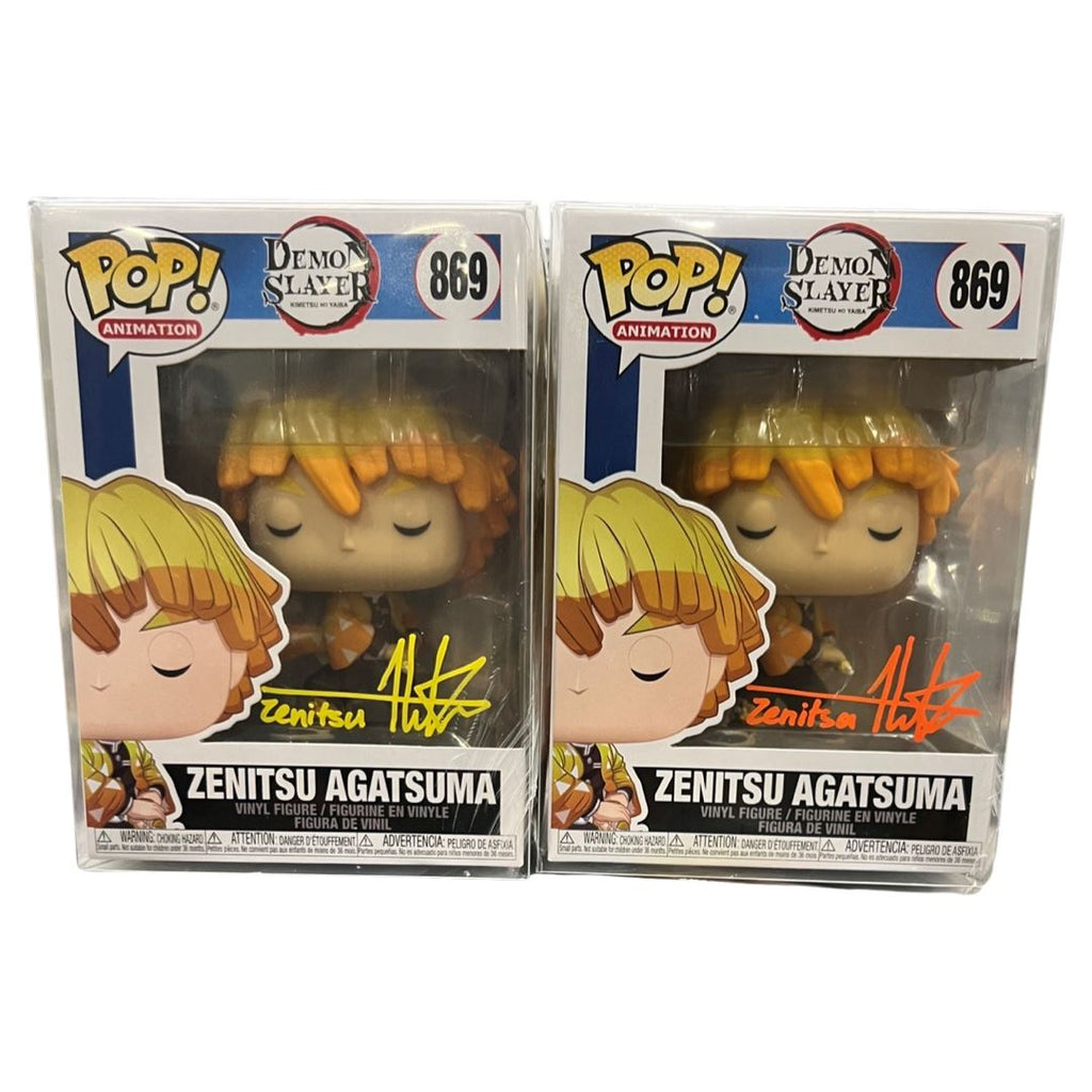 Demon Slayer Zenitsu Aleks Le Autographed Funko Pop! #869 w/ Protector and JSA Authentication - Undiscovered Realm