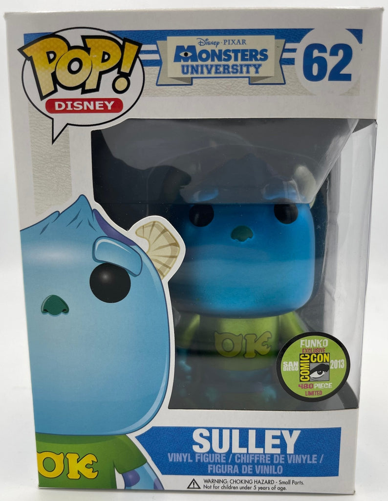 monsters inc sulley funko pop Disney Pixar Monsters University Sulley Metallic SDCC Exclusive (480 pcs) Funko Pop! #62 (Light Box Damage)