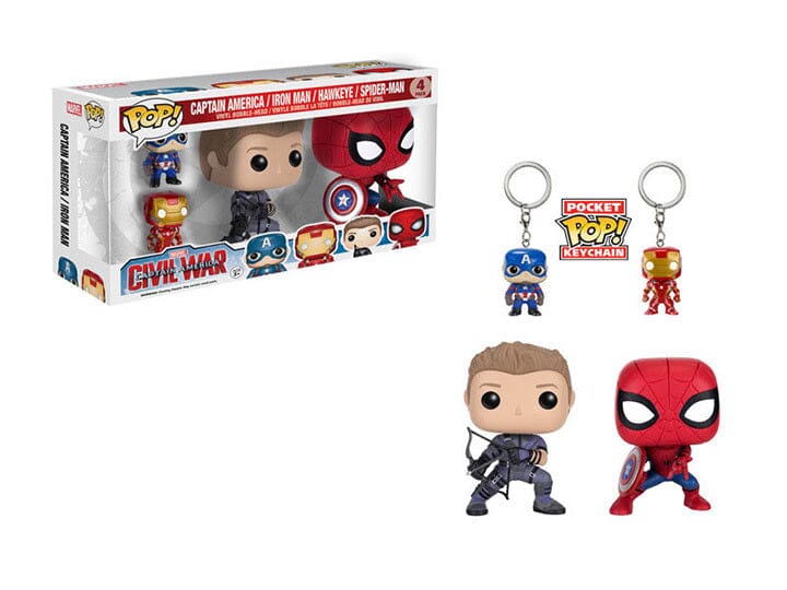 Funko Pop! Captain America Civil War Hawkeye Spider-Man (with Shield) 4-pack