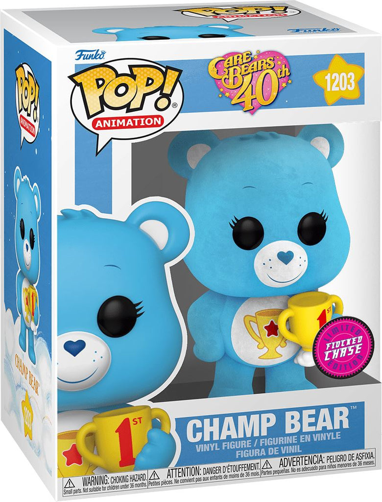 Funko Pop! Care Bears Champ Bear (Flocked) Chase #1203