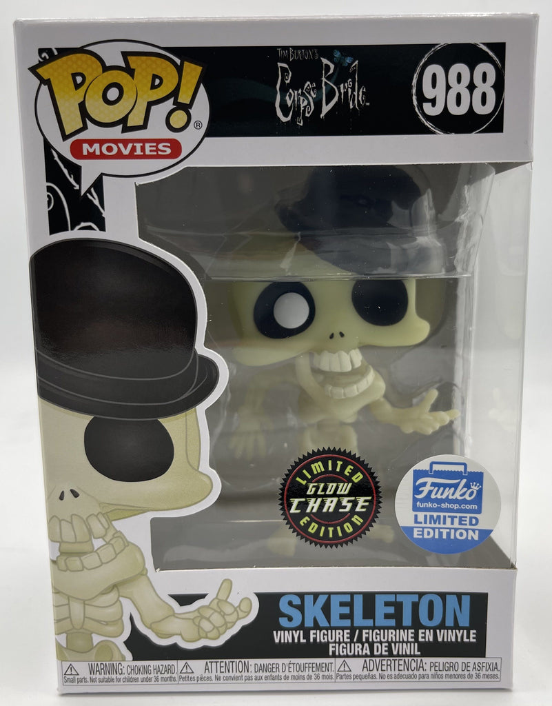 Funko Pop! Corpse Bride Skeleton Glow in the Dark GID Chase Exclusive #988 (Light Box Damage)