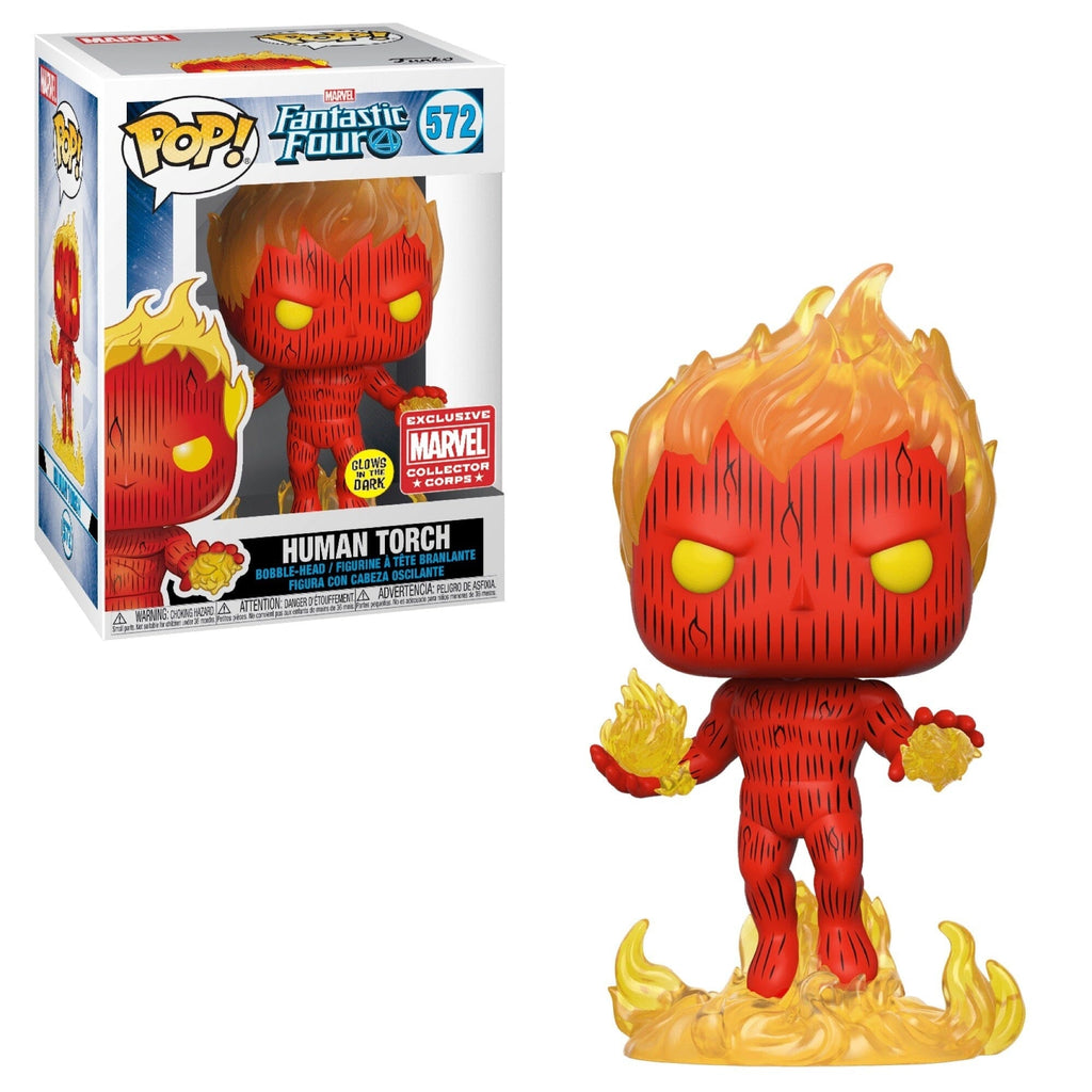 Funko Pop! Fantastic Four Glow in the Dark Human Torch Collectors Corps Exclusive #572 Funko 
