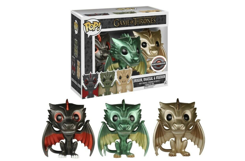 Funko Pop! Game of Thrones Metallic Drogon Rhaegal Viserion Exclusive 3 Pack