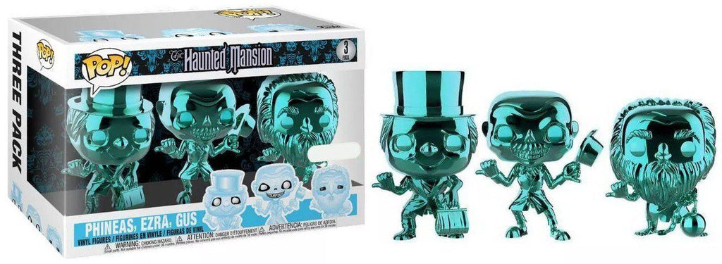 Funko Pop! Haunted Mansion Phineas, Ezra, Gus Chrome Exclusive 3 Pack 