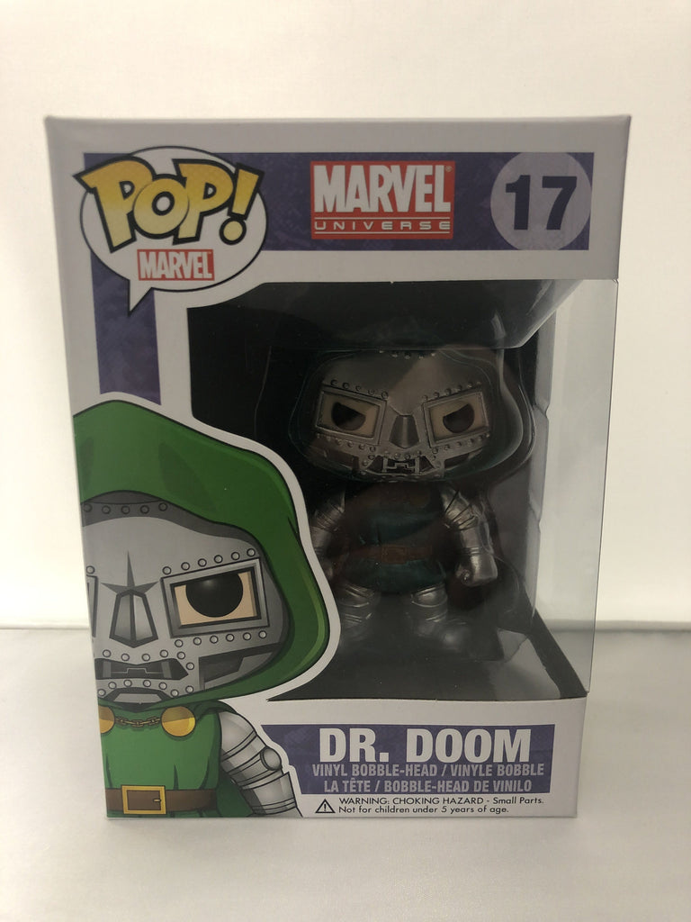 Funko Pop! Marvel Dr. Doom Metallic Exclusive #17 No Sticker *Damaged Box*