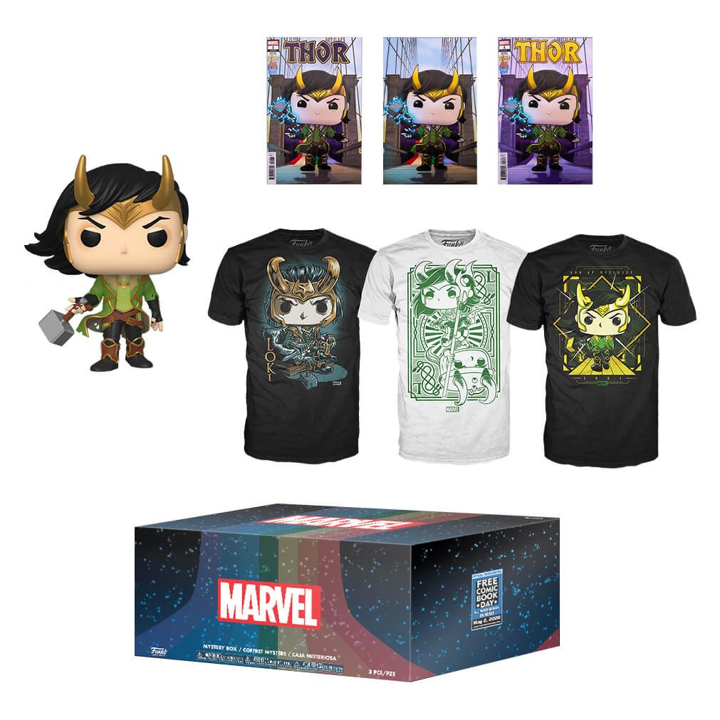 Funko Pop! Marvel Loki Pop and Mystery Comic & Shirt FCBD PX Exclusive Box