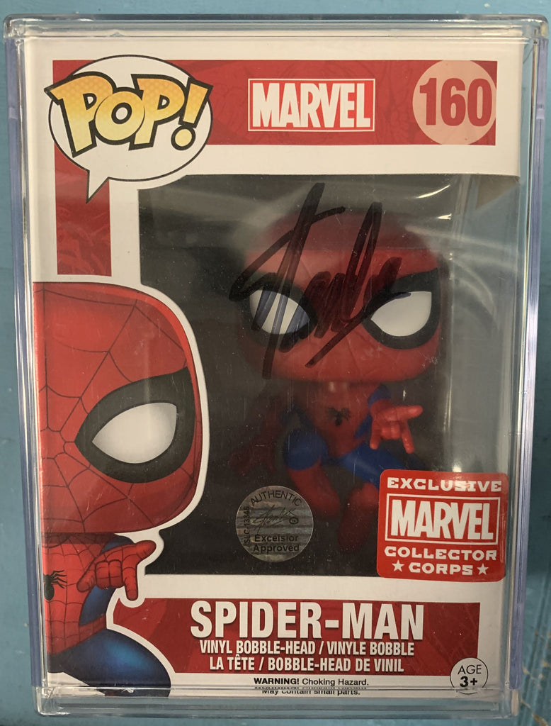 Funko Pop! Marvel Spider-Man (Action Pose) Marvel Collector Corps Exclusive Autographed Signed by Stan Lee #160