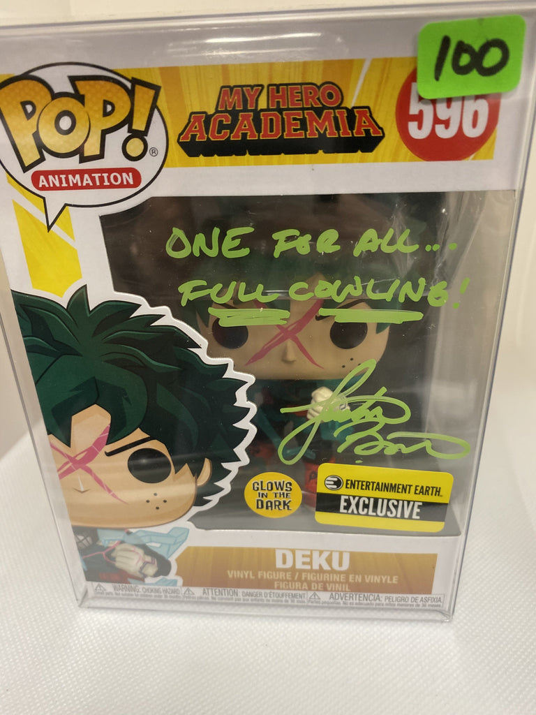 Funko Pop! My Hero Academia Deku Full Cowl Glow Autographed by Justin Briner #596