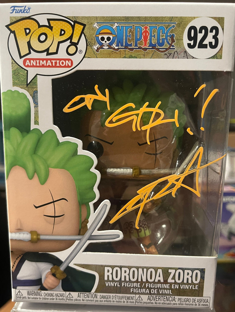 Funko Pop! One Piece Roronoa Zoro SIGNED Autographed by Chris Sabat #923 (JSA Certified) (Styles, Quotes and Colors May Vary)