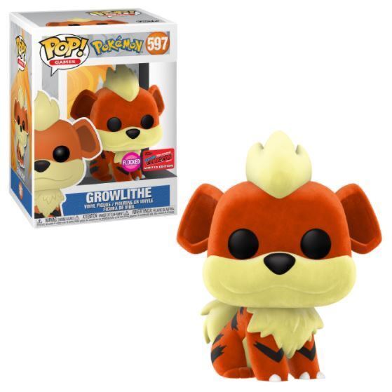 Funko Pop! Pokemon Growlithe Flocked (NYCC Official Sticker) Exclusive #597