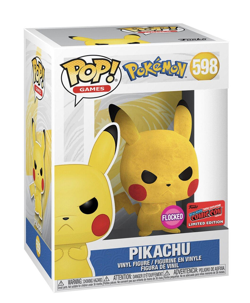 Funko Pop! Pokemon Pikachu Angry Flocked (NYCC Official Sticker) Exclusive #598