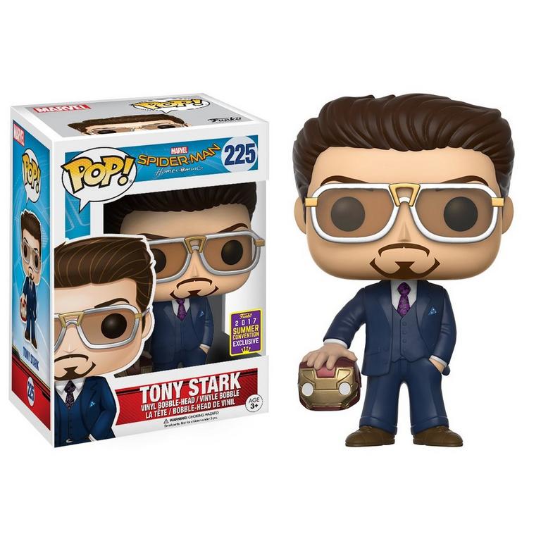 Funko Pop! Spider-Man Homecoming Tony Stark holding Helmet Summer Convention Exclusive #225