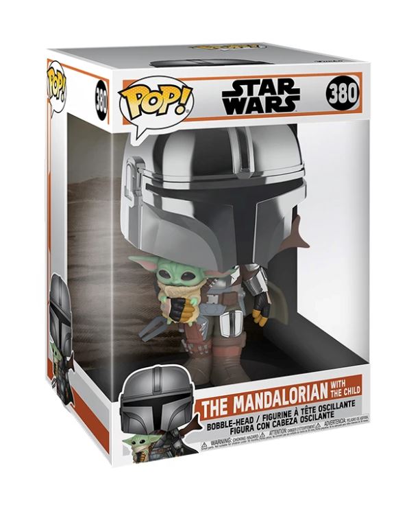 Funko Pop! Star Wars Chrome The Mandalorian w/ The Child (Baby Yoda) 10 Inch #380 (Additional Shipping Fees Apply)